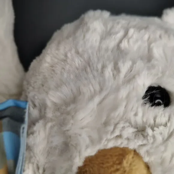 Hallmark Basil the Bear White Tan Teddy Plaid Bow Tie Plush Toy 13" - Picture 6 of 12